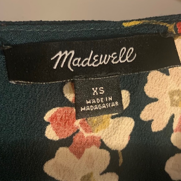 MADEWELL Top Flowy Floral Print Short Sleeve V Neck Blouse Dolman Sleeve Size XS - Picture 9 of 12